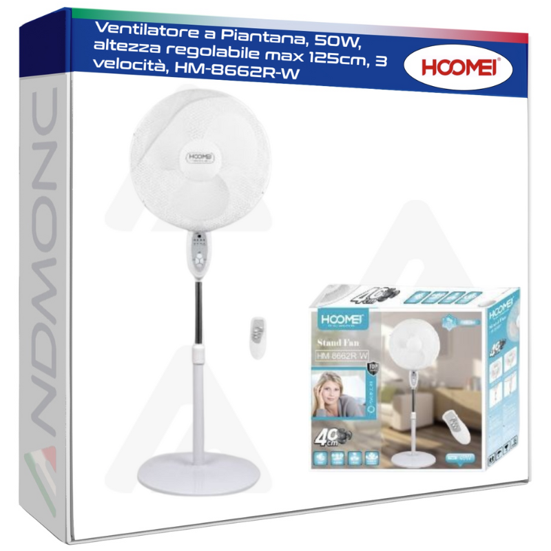 HM-8662R Pedestal Fan – 50 W, 125 cm, 3 Speeds