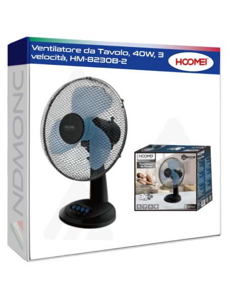 HM-8230B-2 Desk Fan – 40 W, 3 Speeds