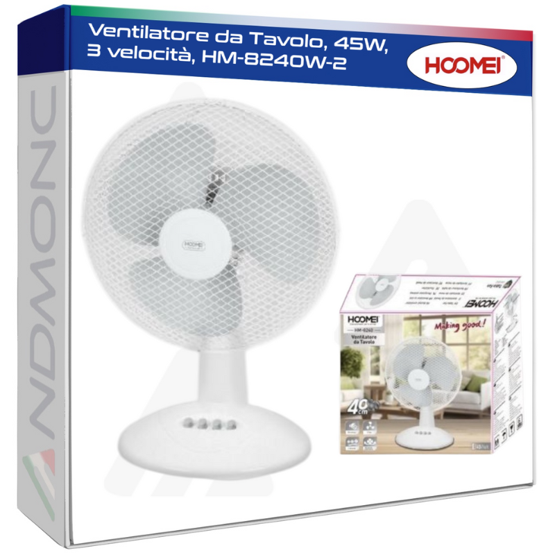 HM-8240W-2 Desk Fan – 45 W, 3 Speeds