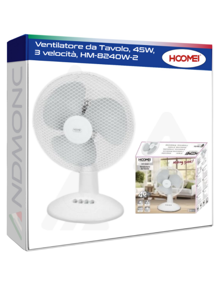 HM-8240W-2 Desk Fan – 45 W, 3 Speeds