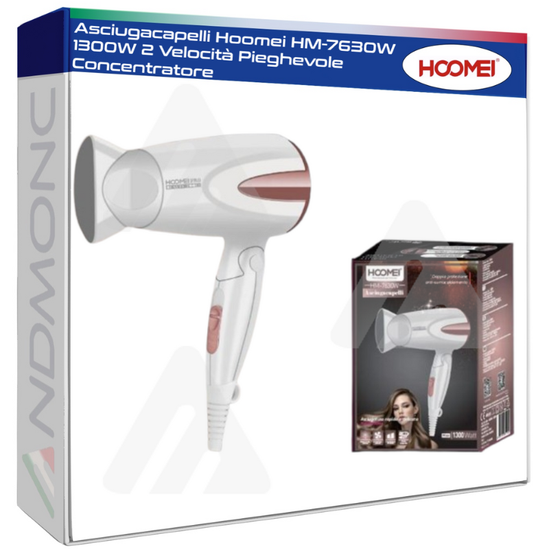 Hoomei HM-7630W Hair Dryer – 1300 W, 2 Speeds