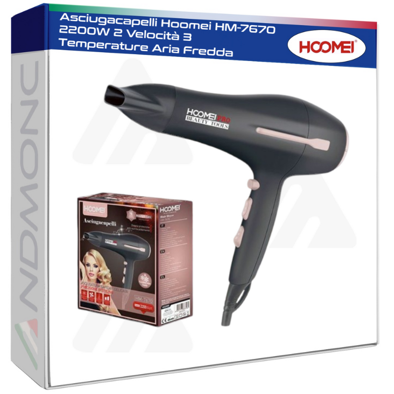 Hoomei HM-7670 Hair Dryer – 2200 W, 2 Speeds