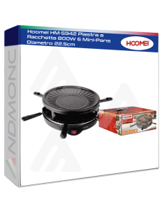 Hoomei HM-5942 Mini Raclette Grill – 800 W, 22.5 cm