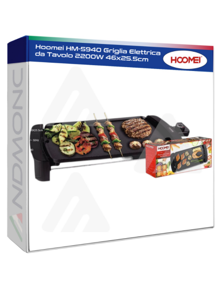 Hoomei HM-5940 Electric Griddle – 2200 W, 46x25.5 cm