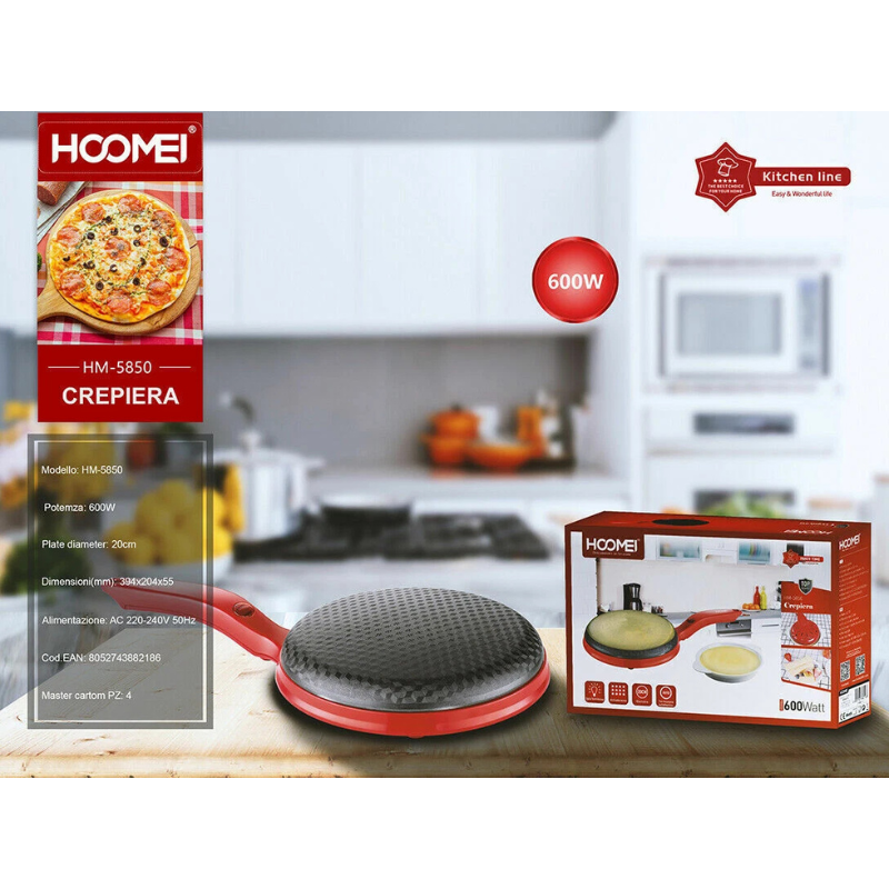 Hoomei HM-5850 Crepe Maker – 600 W, 20 cm