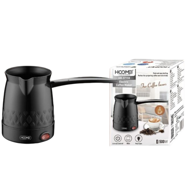 Hoomei HM-5715B Electric Coffee Maker – 500 W, 350 ml, Black
