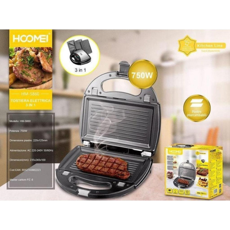 Hoomei HM-5860S Sandwich Maker – 800 W