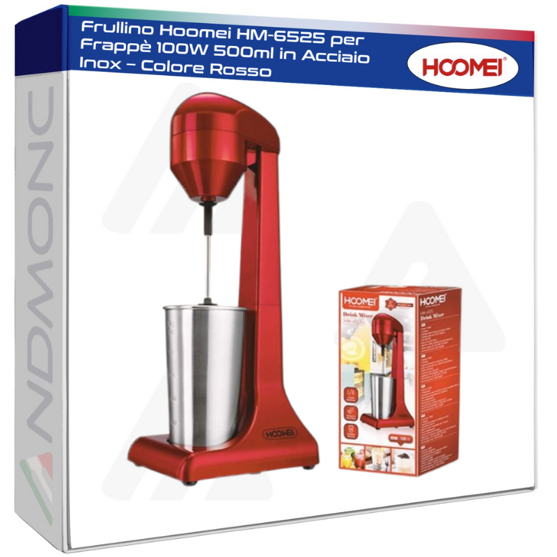 Hoomei HM-6525 Milkshake Maker – 100 W, 500 ml, Red