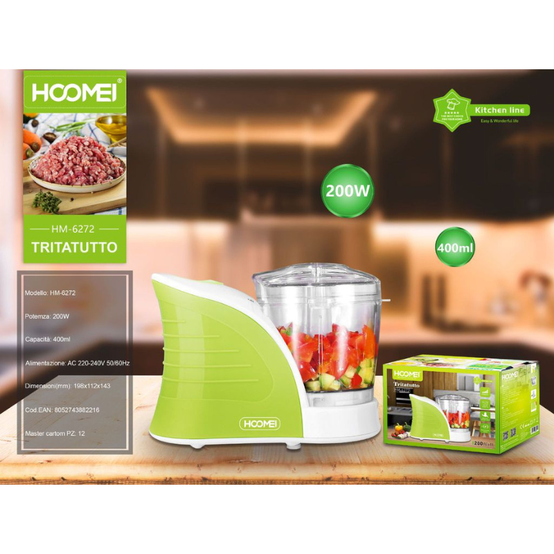 Hoomei HM-6272 Food Chopper – 200 W, 400 ml, Green