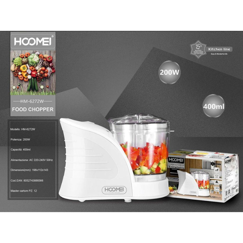 Hoomei HM-6272 Food Chopper – 200 W, 400 ml, White