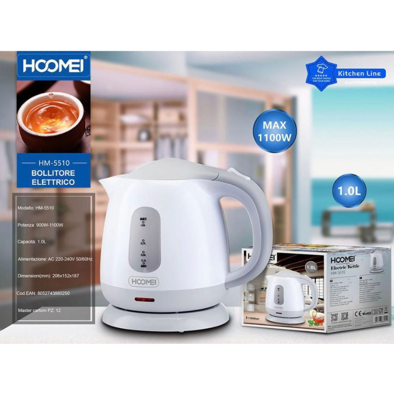 Hoomei HM-5510 Electric Kettle – 1100 W, 1 L