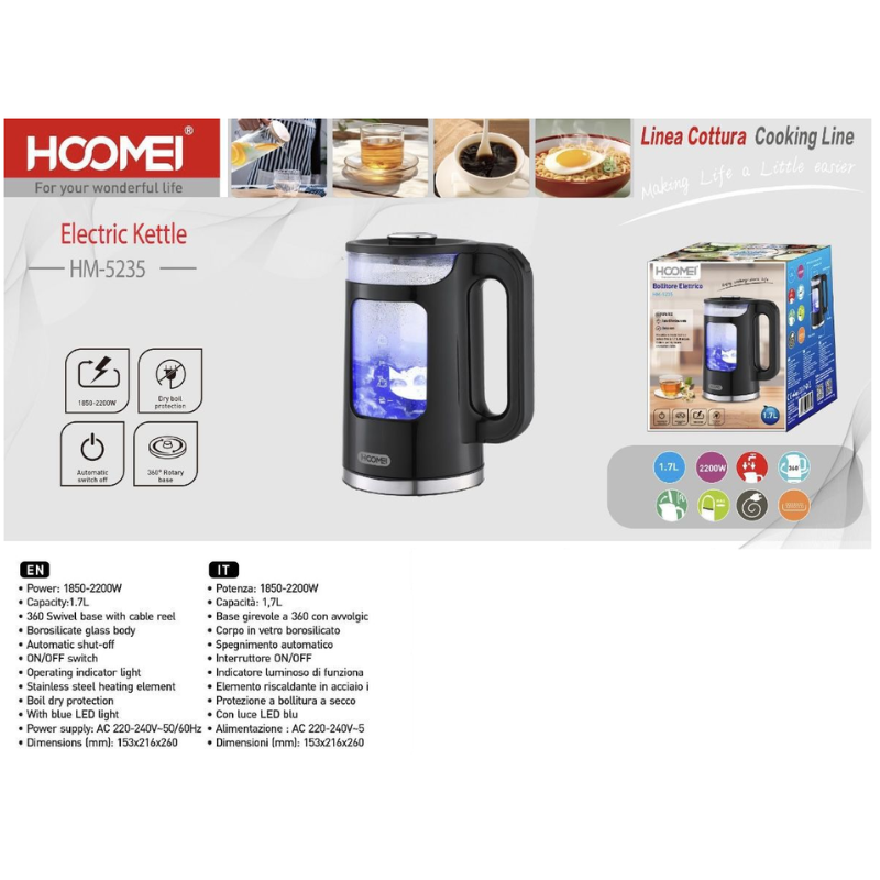 Hoomei HM-5235 Electric Kettle – 2200 W, 1.7 L