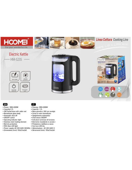Hoomei HM-5235 Electric Kettle – 2200 W, 1.7 L
