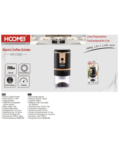 Hoomei HM-5766B Coffee Grinder – Black