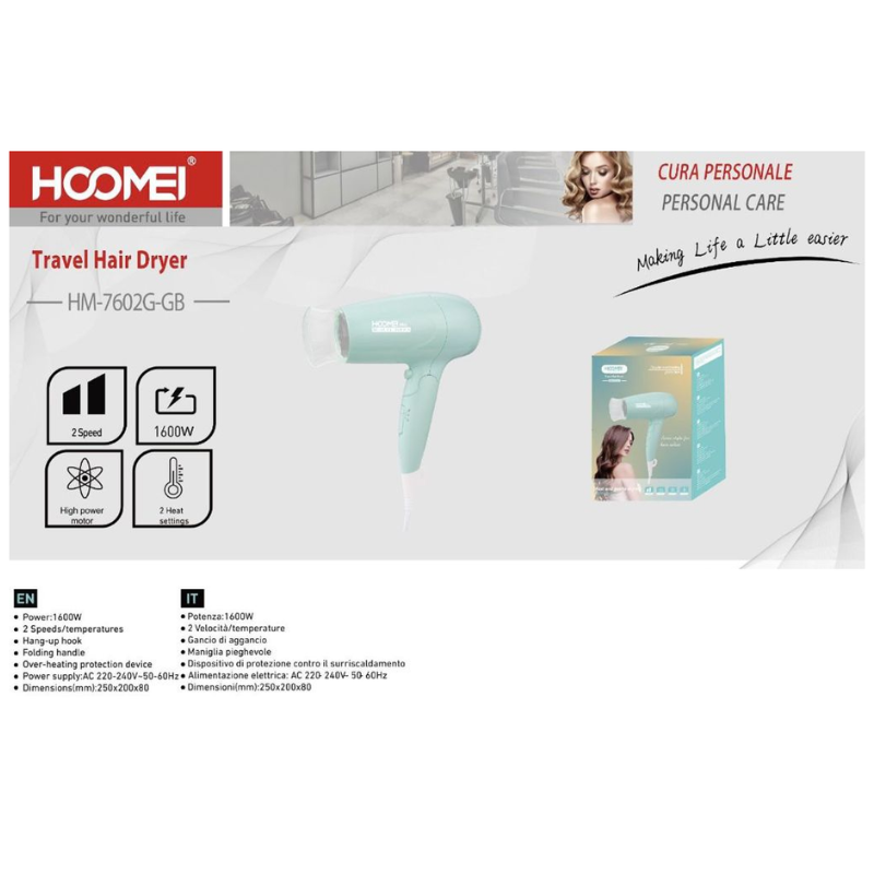 Hoomei HM-7602G Hair Dryer – 1600 W