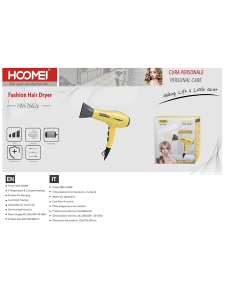 Hoomei HM-7662Y Hair Dryer – 2200 W