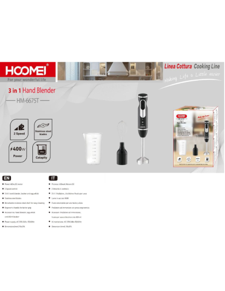 HM-6675T 3-in-1 Hand Blender – 400 W