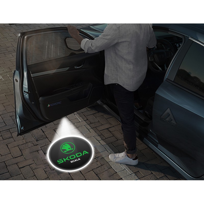 Škoda Scala Carbon-Style Wireless Car Door Logo Projector Lights