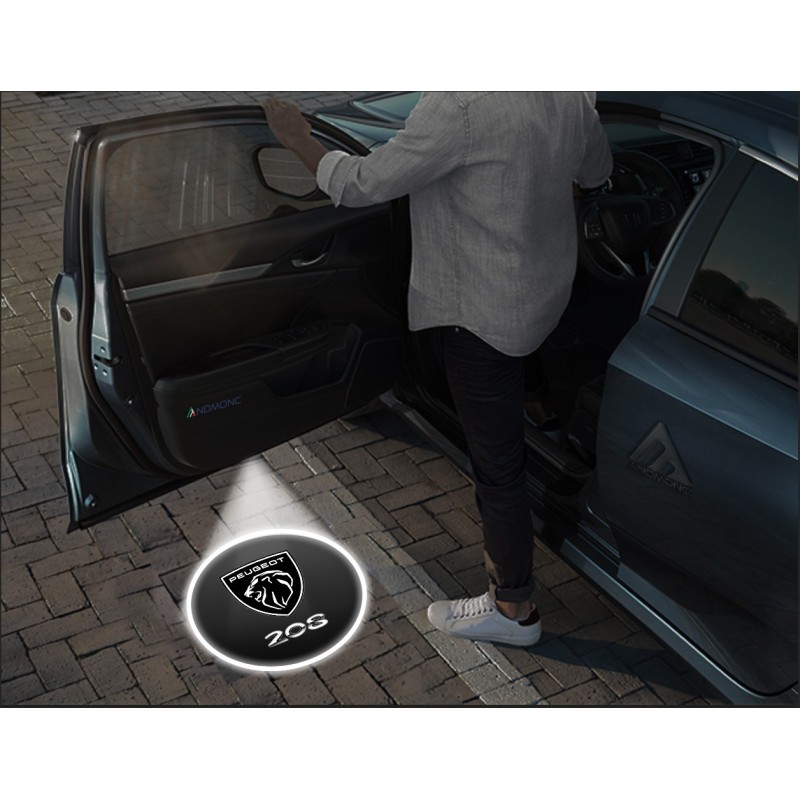 Peugeot 208 New Logo Carbon-Style Wireless Car Door Projector Lights