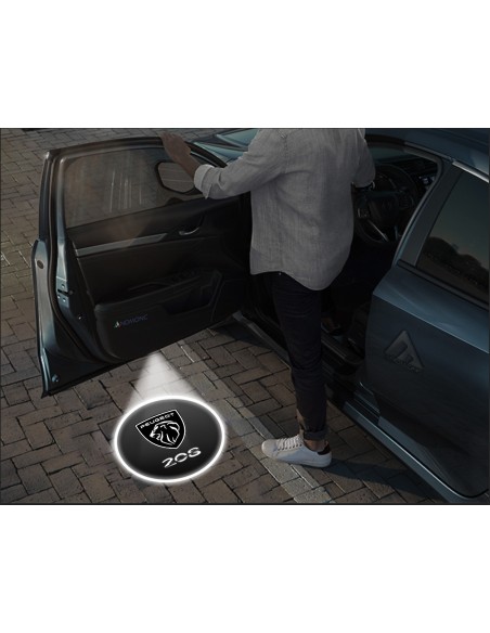 Peugeot 208 New Logo Carbon-Style Wireless Car Door Projector Lights