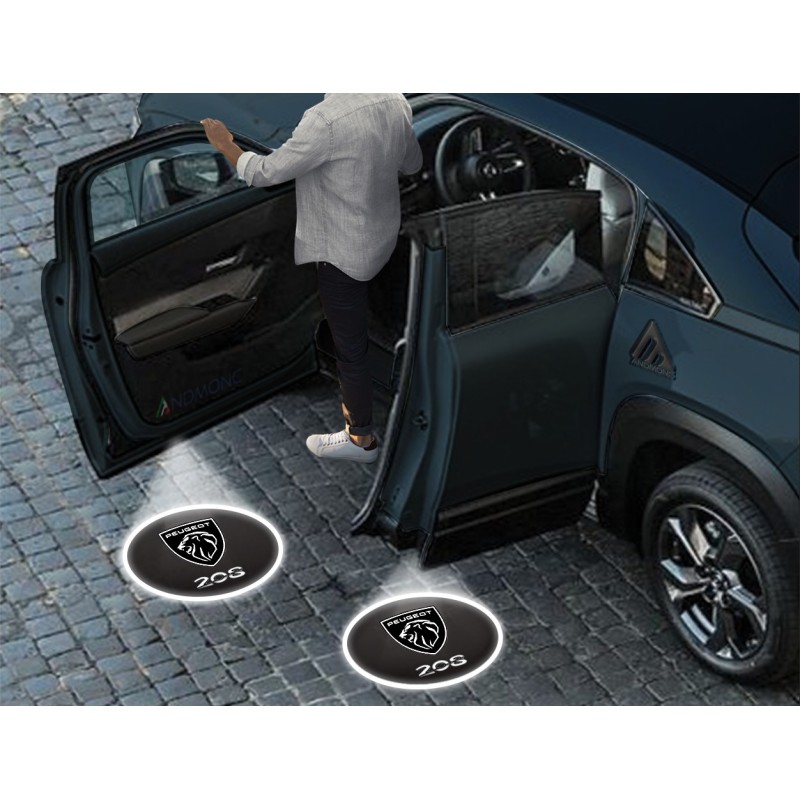 Peugeot 208 New Logo Carbon-Style Wireless Car Door Projector Lights