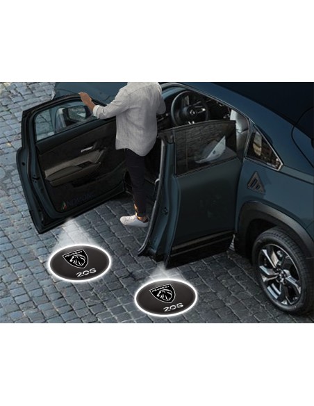 Peugeot 208 New Logo Carbon-Style Wireless Car Door Projector Lights