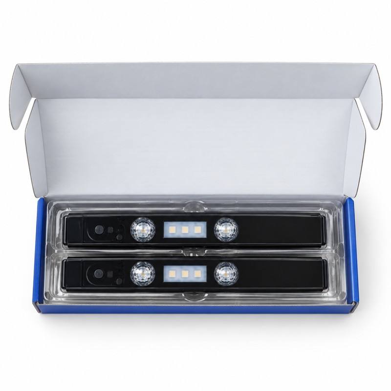 Two wireless RGB LED light bars inside the open Andmonc box