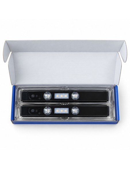 Two wireless RGB LED light bars inside the open Andmonc box