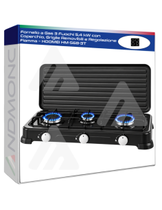 Hoomei HM-568-3T Gas Stove – 5.4 kW, 3 Burners