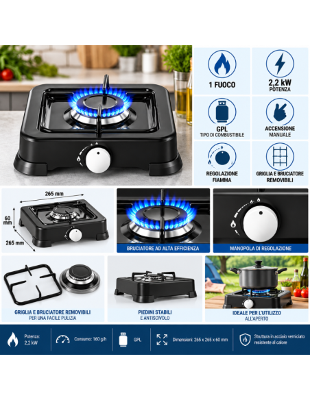 Hoomei HM-568-1T Gas Stove – 2.2 kW