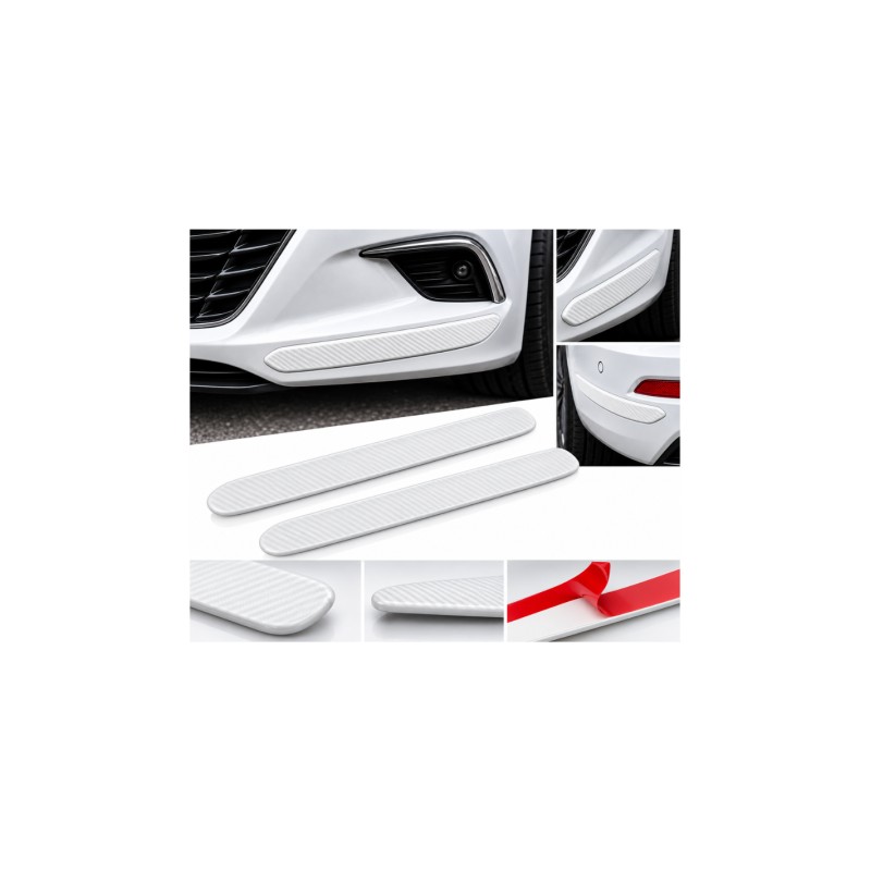 White carbon-effect bumper protector strips, 2-pack, 39 x 5 cm