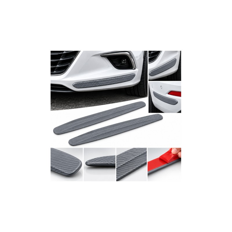 Grey carbon-effect bumper protector strips, 2-pack, 39 x 5 cm