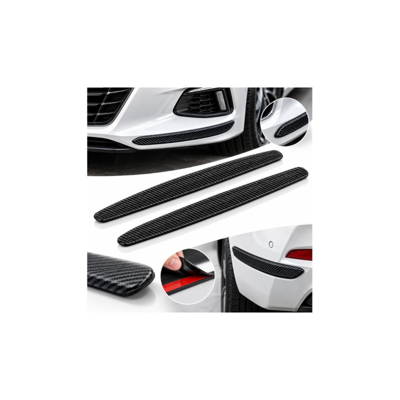 Black carbon-effect bumper protector strips, 2-pack, 39 x 5 cm