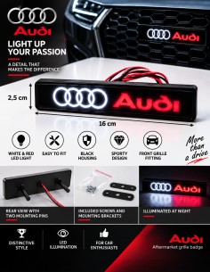 Audi LED front grille emblem, 16 × 2.5 cm 2