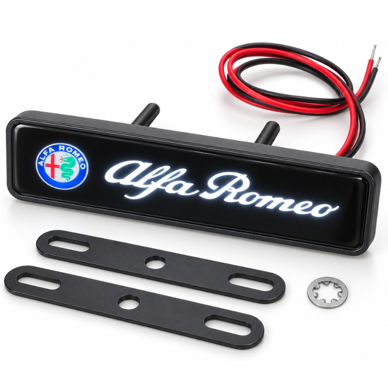 Alfa Romeo LED front grille emblem, 10 × 3 cm
