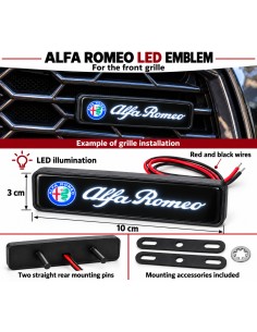 Alfa Romeo LED front grille emblem, 10 × 3 cm 2