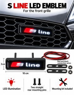 S line LED front grille emblem, 10 × 3 cm 2