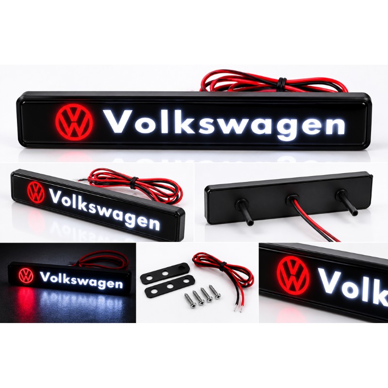 Volkswagen LED front grille emblem, 16 × 2.5 cm