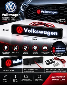 Volkswagen LED front grille emblem, 16 × 2.5 cm 2