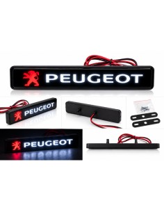 Peugeot LED front grille emblem, 16 × 2.5 cm