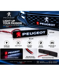 Peugeot LED front grille emblem, 16 × 2.5 cm 2