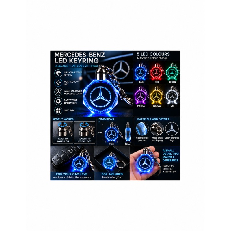Mercedes-Benz multicolour LED keyring - features and operation