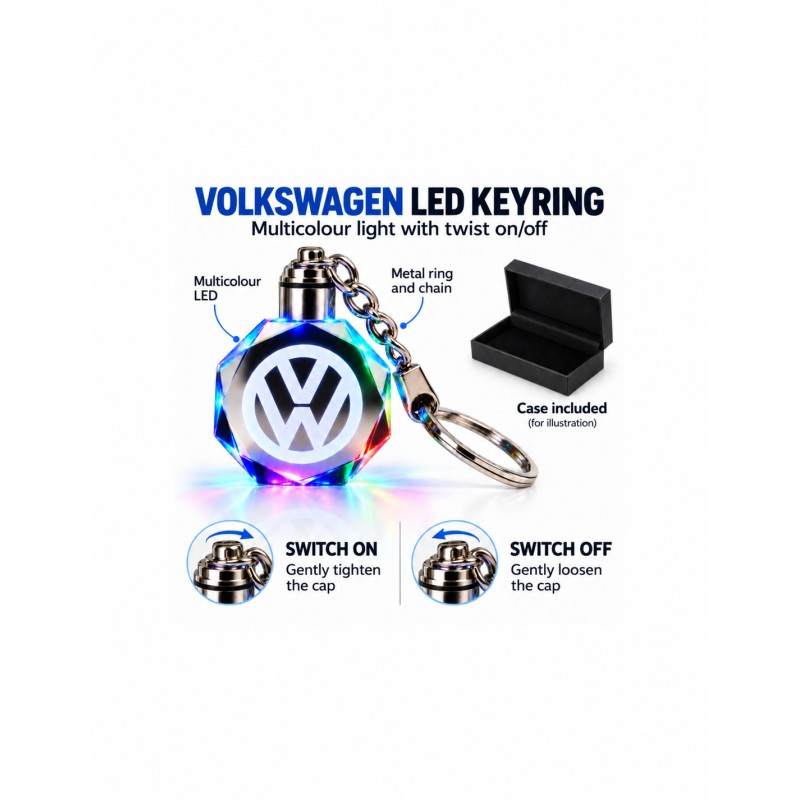 Volkswagen VW multicolour LED keyring - features and operation