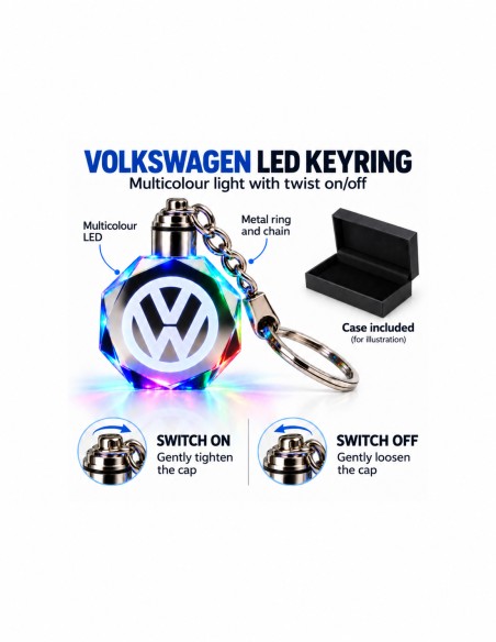 Volkswagen VW multicolour LED keyring - features and operation
