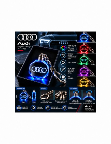 Audi multicolour LED keyring - features and operation