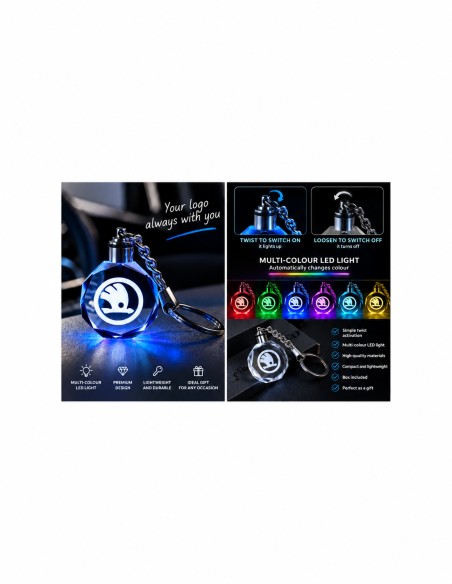 Škoda multicolour LED keyring - features and operation