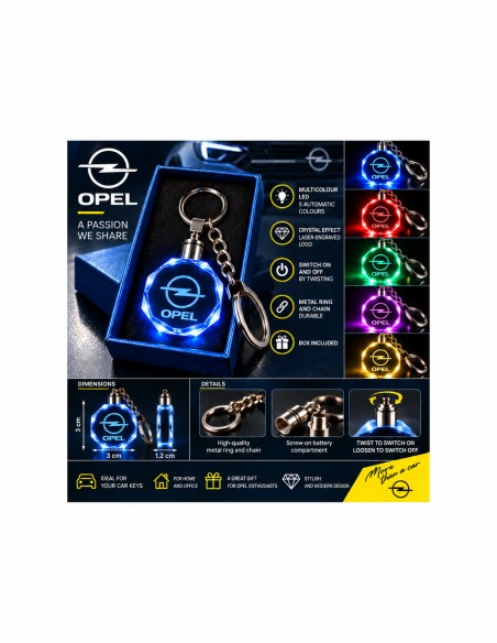 Opel multicolour LED keyring - features and operation