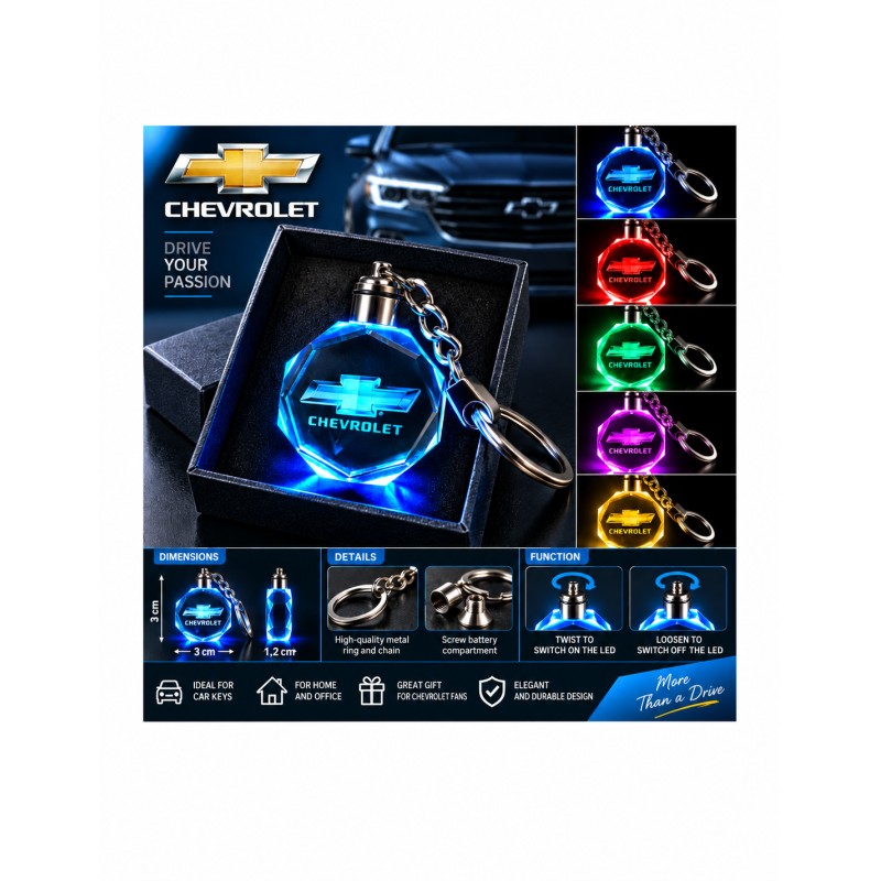 Chevrolet multicolour LED keyring - features and operation