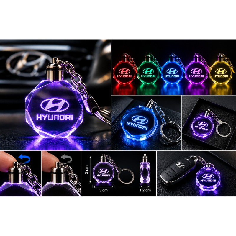 Hyundai multicolour LED keyring - product view