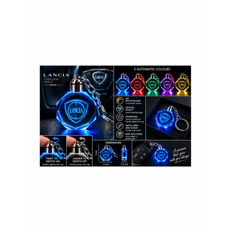 Lancia multicolour LED keyring - features and operation